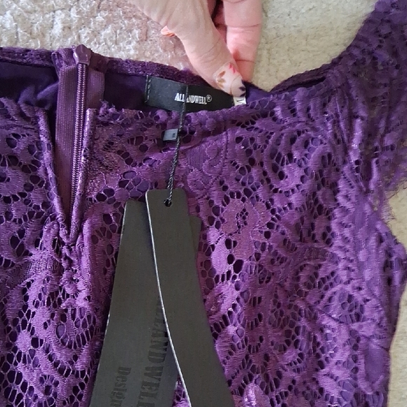New AllAndWell Deep Purple Lace Midi Dress - Picture 3 of 5